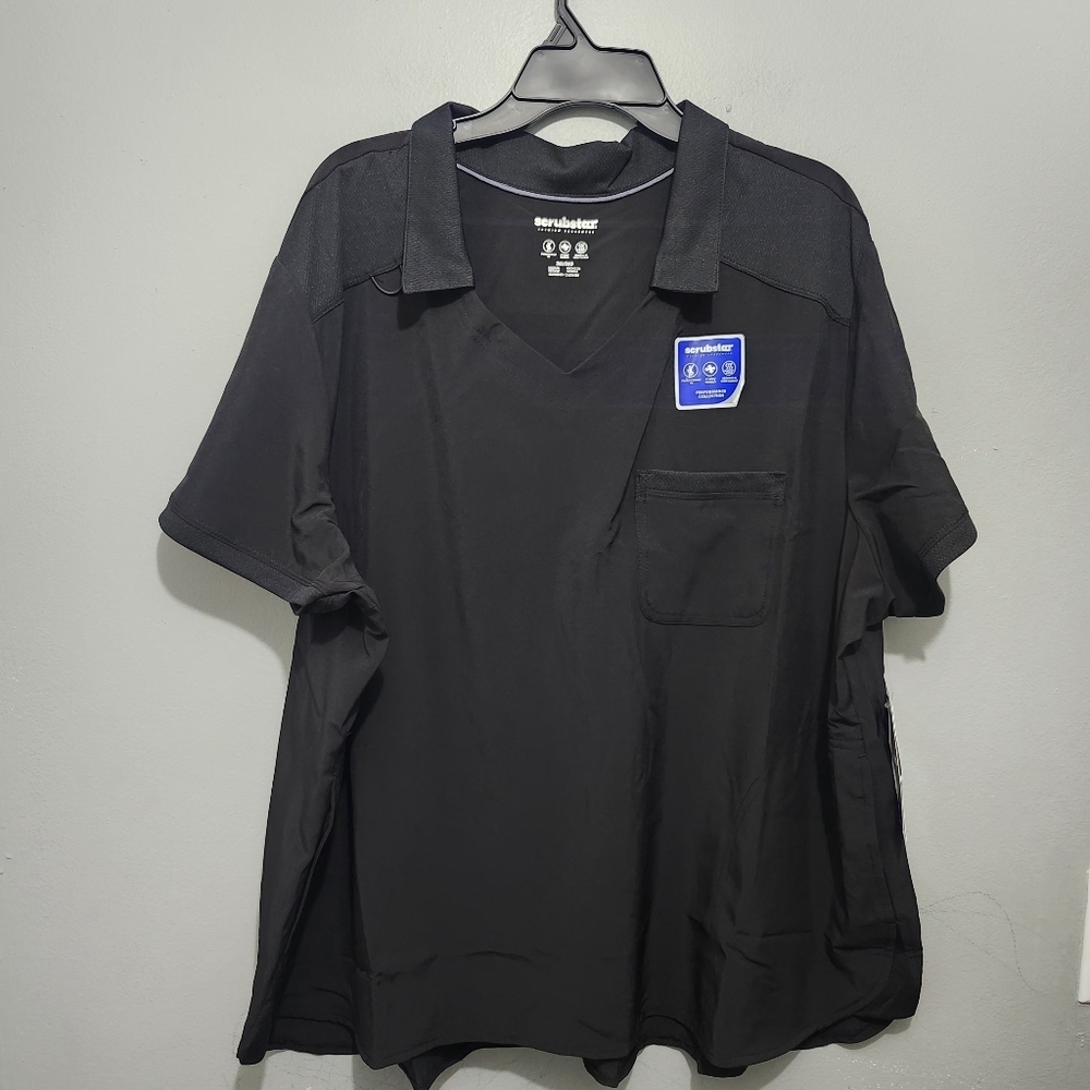 Scrubstar Women's Black Short Sleeve Scrub Top  Size 3X New With Tags
